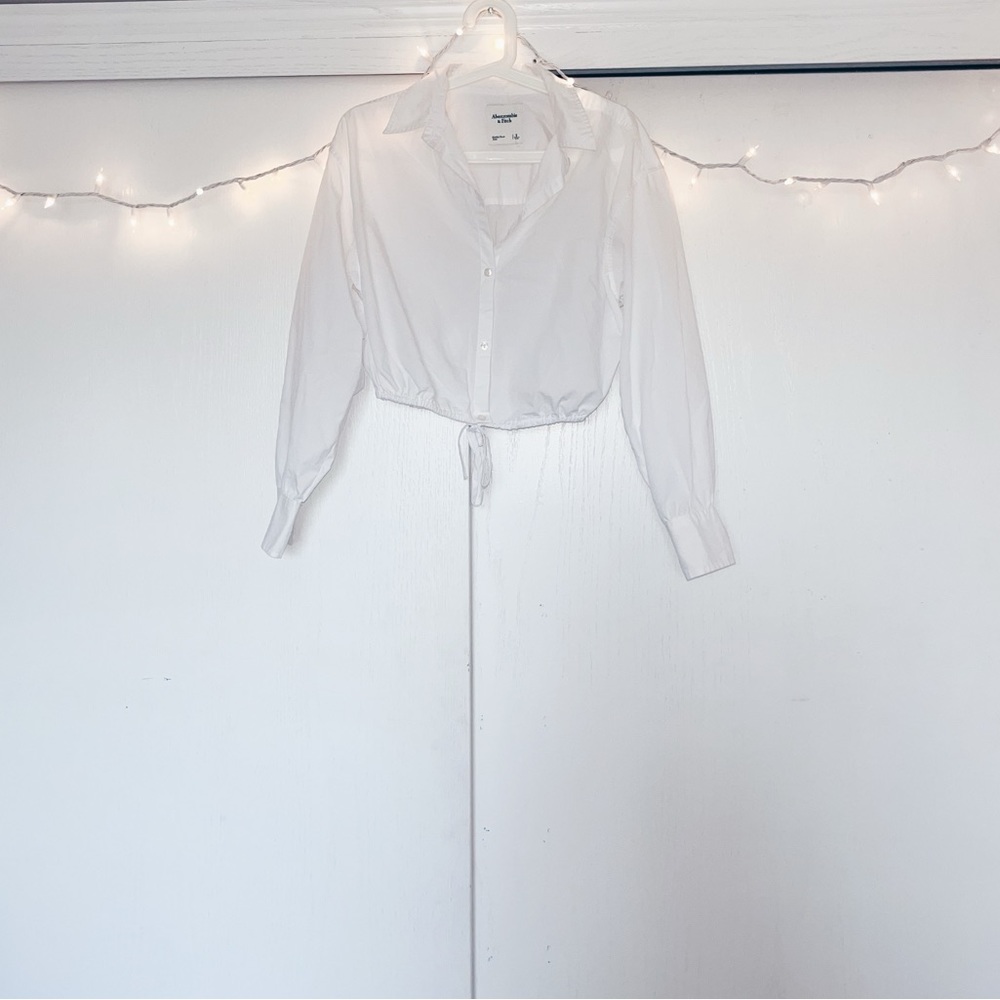 Abercrombie white button up blouse crop top